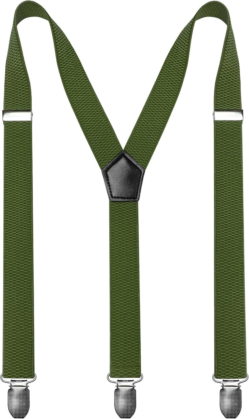 RBOCOTT Mens Solid Color Suspender with 3 Cilps Adjustable Braces - Image 1